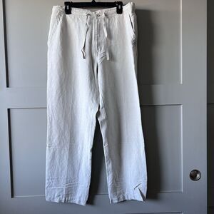Cubavera Pants Mens Large Beige Linen Drawstring Beach Casual Relax Pocket Light